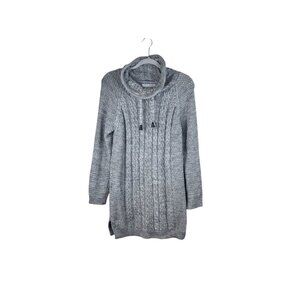 Toda Bella Long Line Cable Knit Sweater Grey S